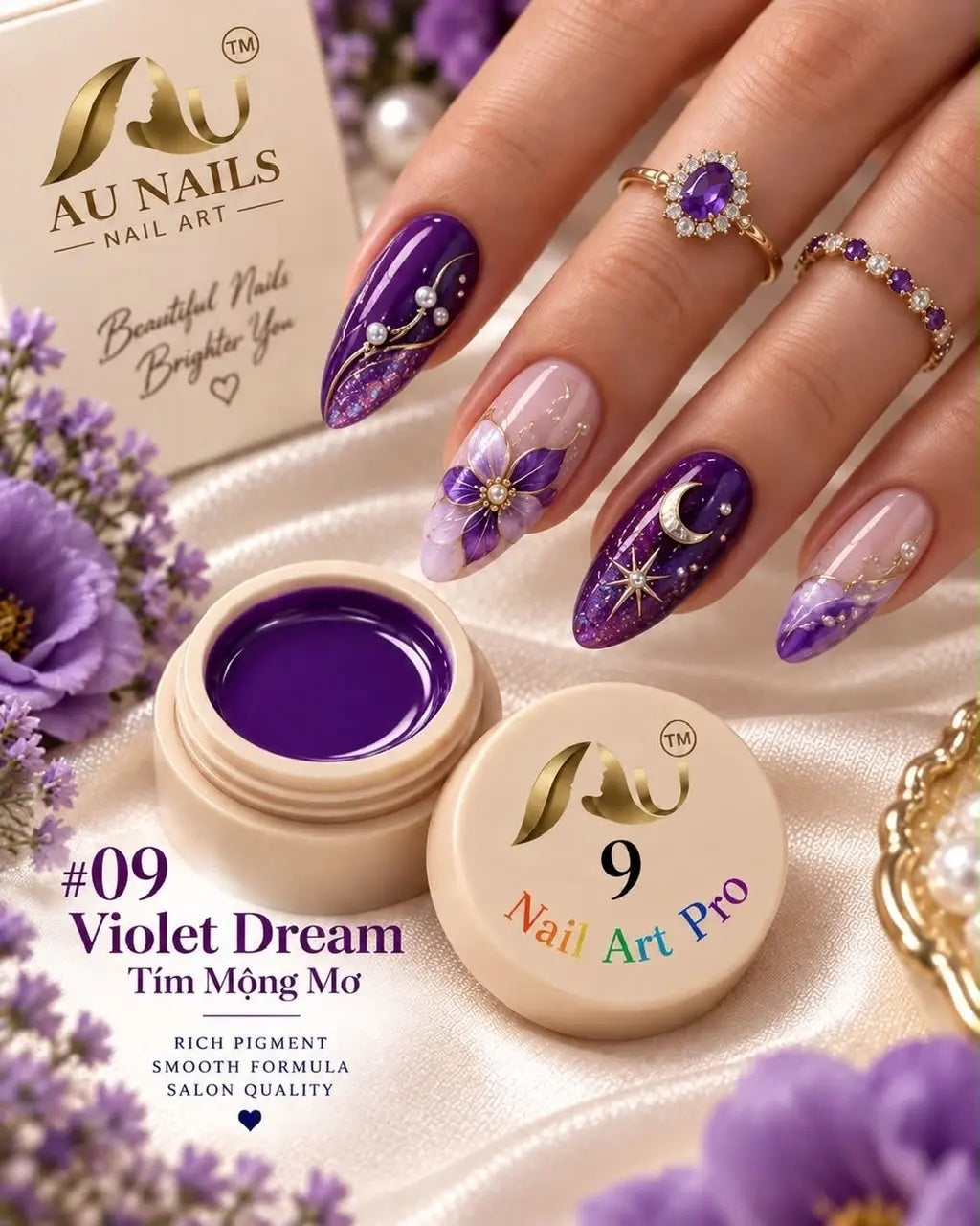 AU Nail Art Pro Professional Design Gel – #09 Violet Dream color pot