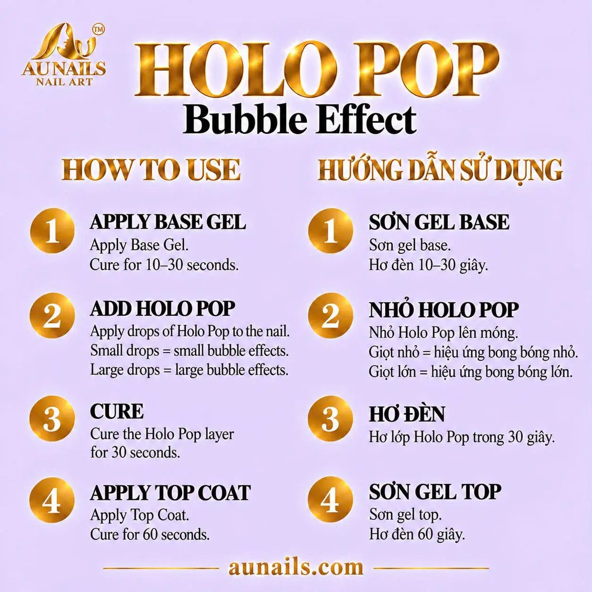 Eight AU Holo Pop bubble effect nail art ink colors