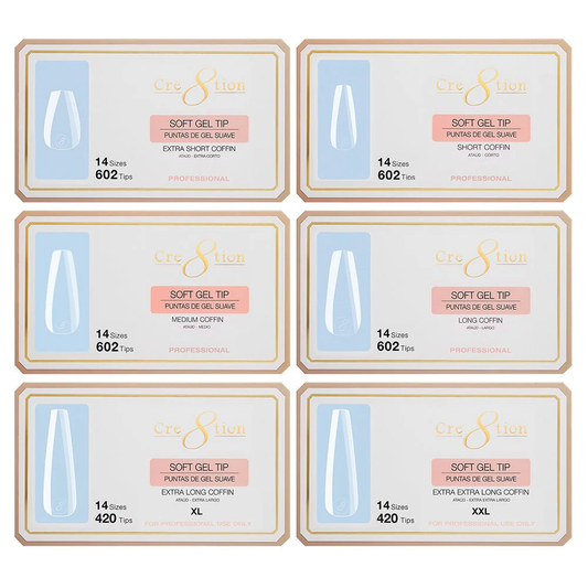 Cre8tion Soft Gel Tips - COFFIN extra short