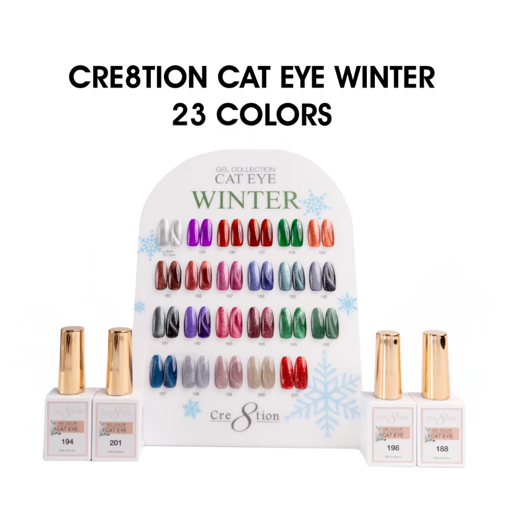 Cre8tion Cat Eye Gel Polish 0.5 oz – Winter Collection (23 Colors)