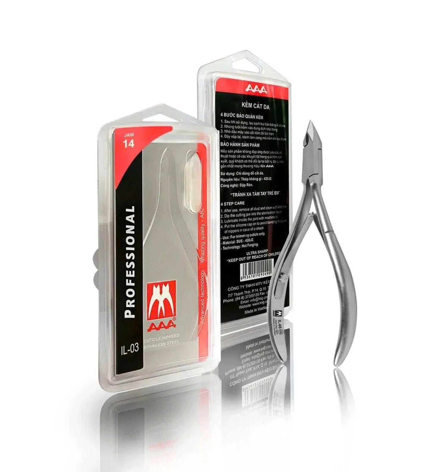 AAA Stainless Steel PRO Cuticle Nippers - IL03-jaw 14