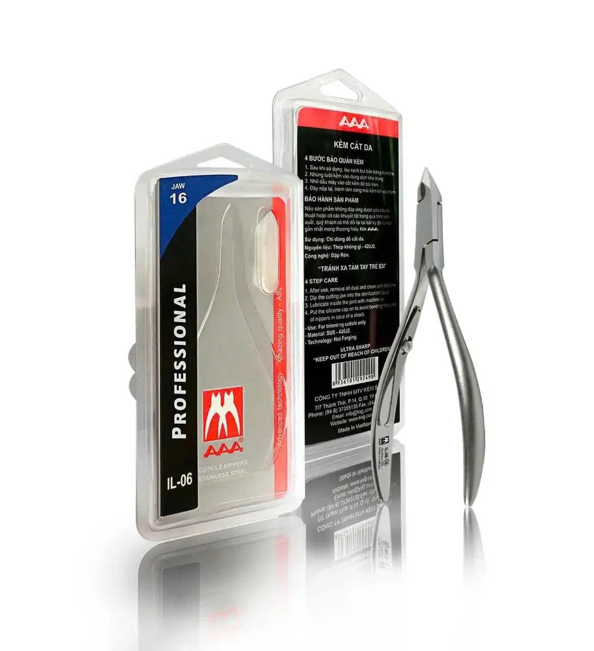 AAA Stainless Steel PRO Cuticle Nippers - IL06-jaw 16