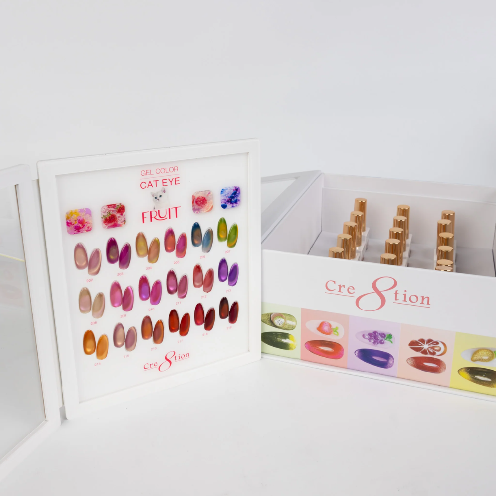 Cre8tion Fruit Cat Eye Gel Kit 0.5 oz – 18 Colors + 2 Free Top Coats