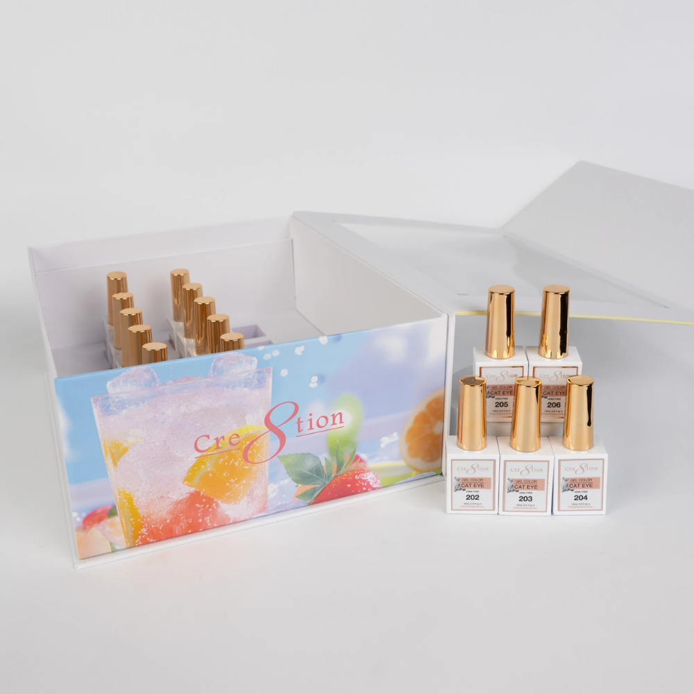 Cre8tion Fruit Cat Eye Gel Kit 0.5 oz – 18 Colors + 2 Free Top Coats