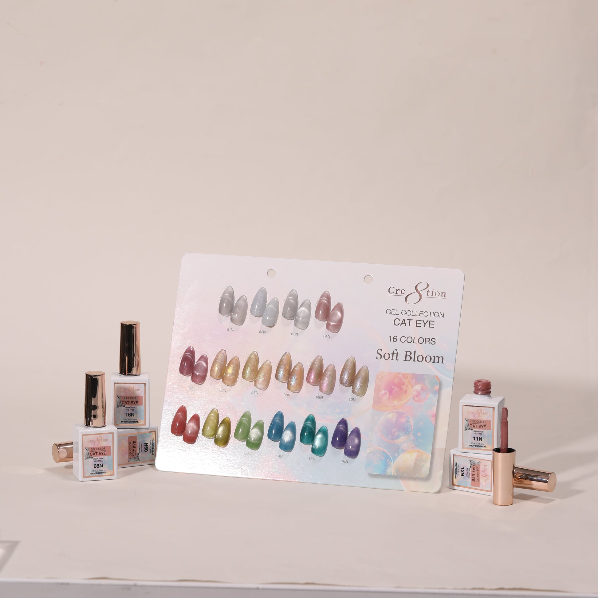 Cre8tion Cat Eye Soft Bloom Collection – 16 Colors magnetic gel color set