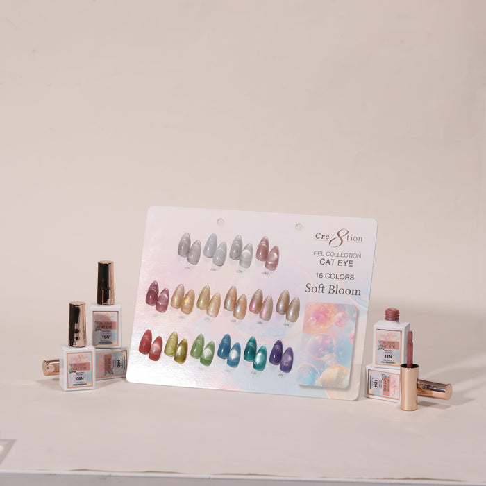 Cre8tion Cat Eye Soft Bloom Collection – 16 Colors magnetic gel color set