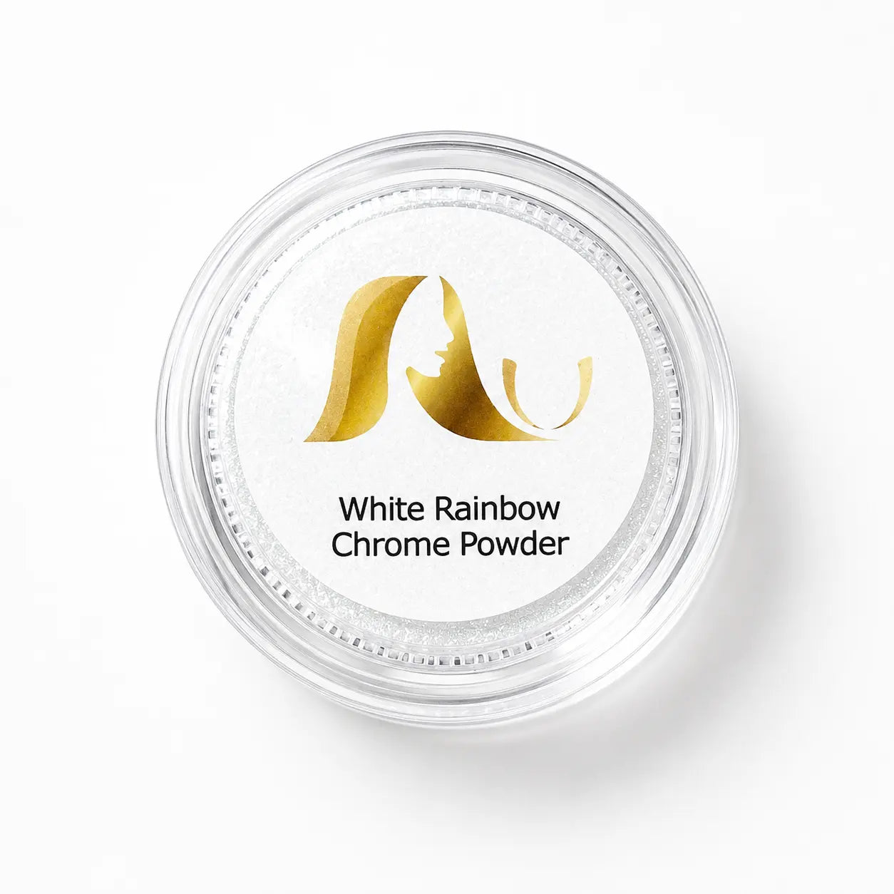 AU Nails White Rainbow Chrome Powder jar