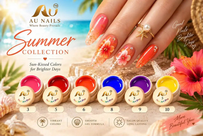 AU Nails Summer Collection with 6 vibrant nail art colors