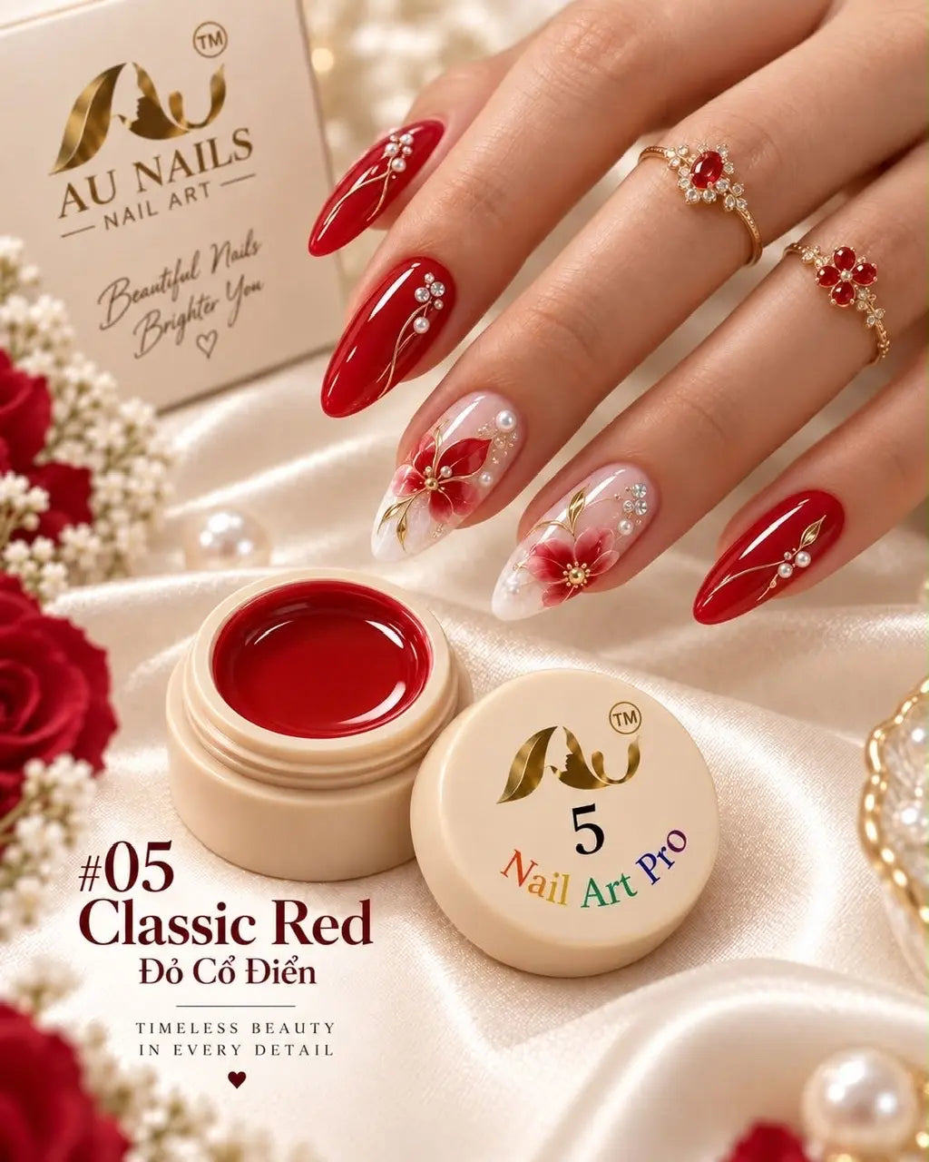 AU Nail Art Pro Professional Design Gel – #05 Classic Red color pot