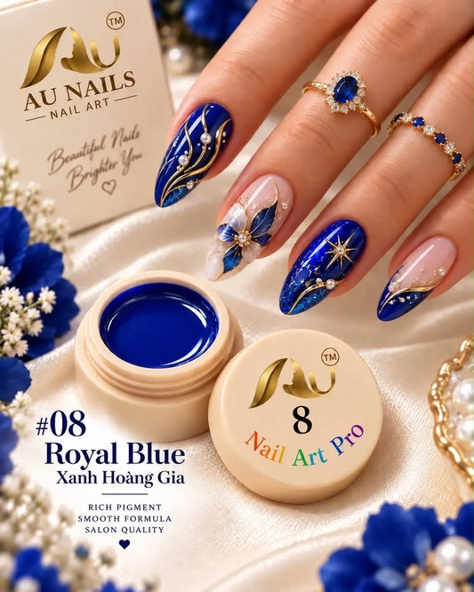 AU Nail Art Pro Professional Design Gel – #08 Royal Blue color pot