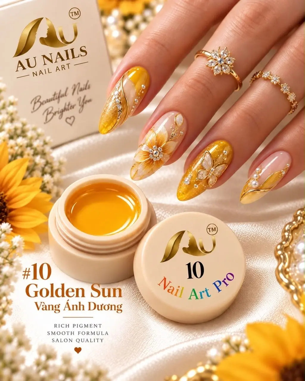 AU Nail Art Pro Professional Design Gel – #10 Golden Sun color pot