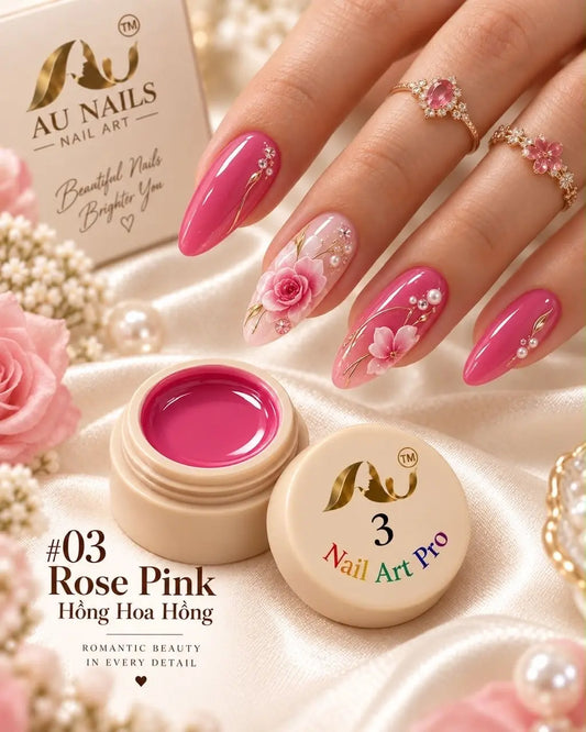 AU Nail Art Pro Professional Design Gel – #03 Rose Pink color pot