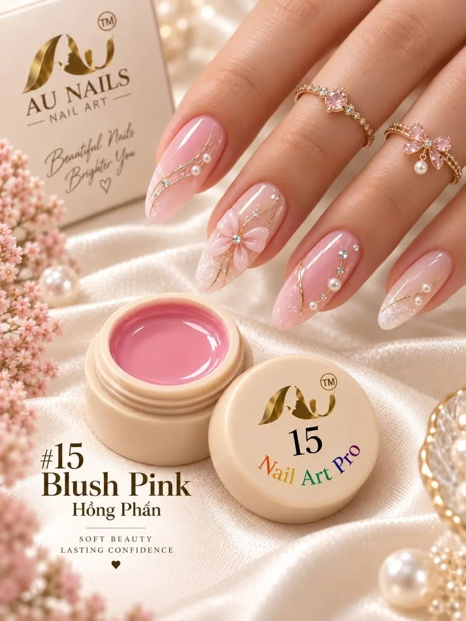 AU Nail Art Pro Professional Design Gel – #15 Blush Pink color pot