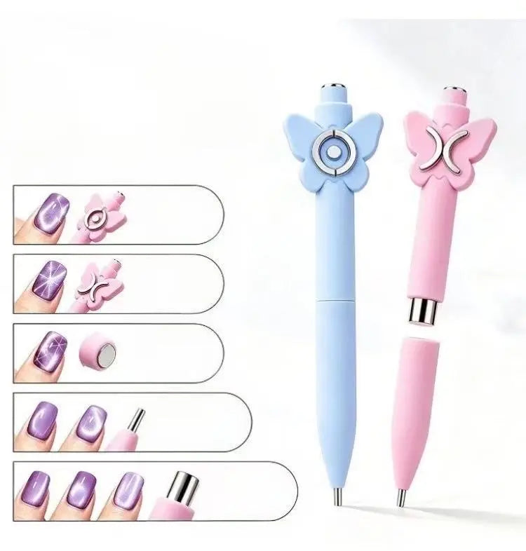AU NAILS Butterfly 5-in-1 Cat Eye Magnetic Wand in Pink and Blue