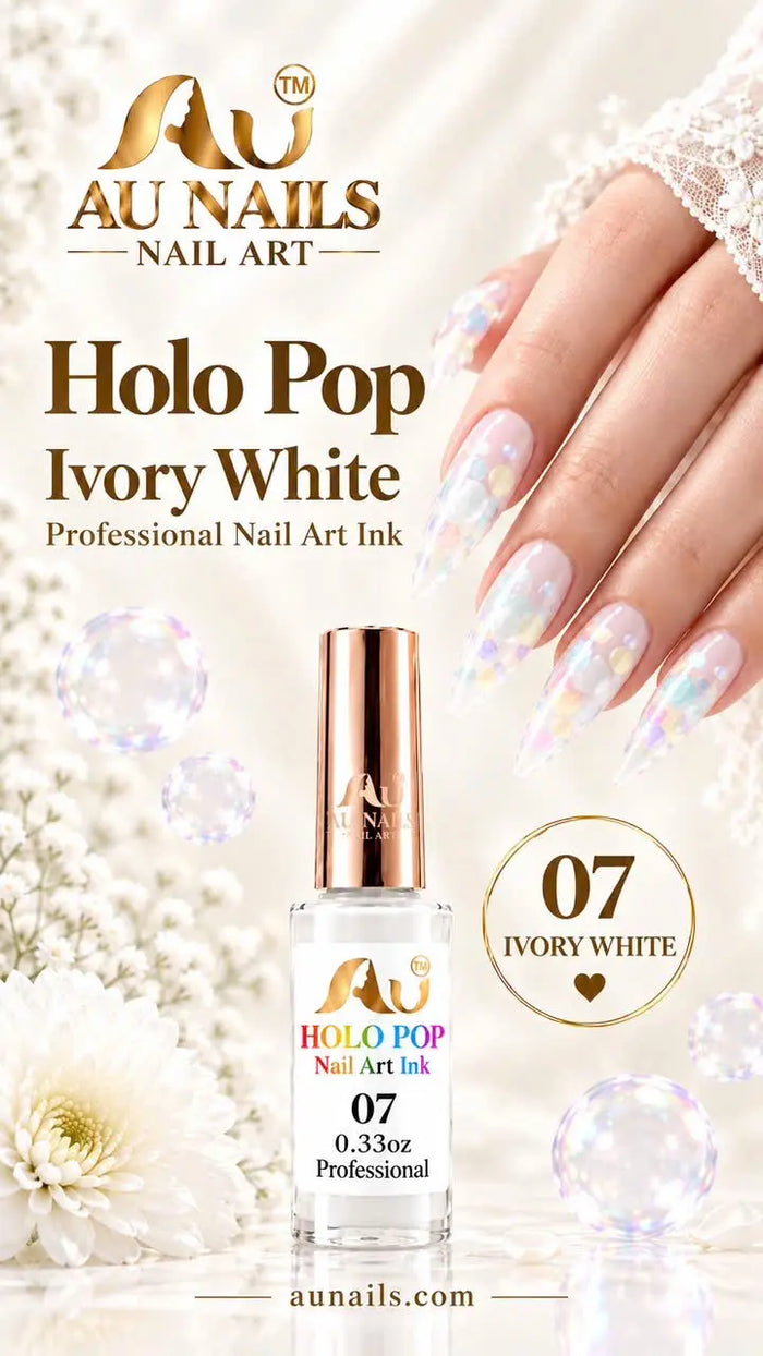 AU Holo Pop 07 Ivory White bubble effect nail art ink