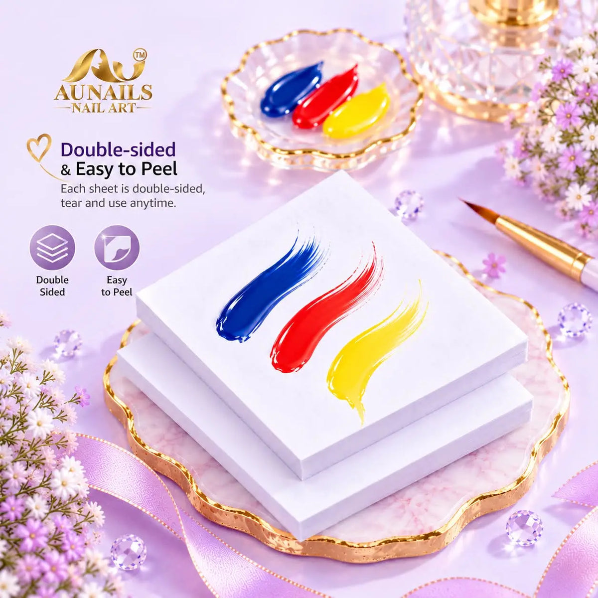 AU NAILS disposable nail art palette paper pad with gel color swatches