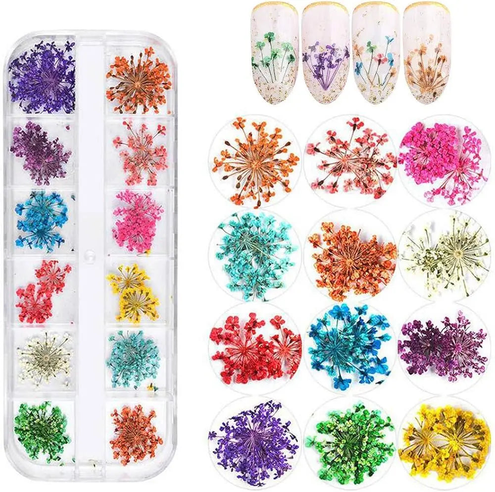 AU NAILS 12-color natural dried flowers set for floral nail art