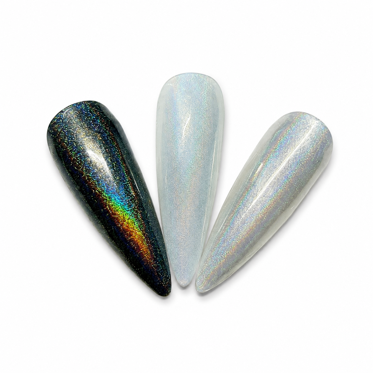 AU Nails White Rainbow Chrome Powder