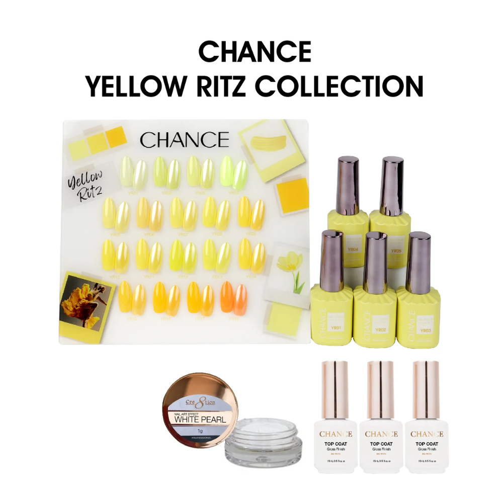 Chance Yellow Ritz Collection #12 – Gel Polish Set 0.5 oz (18 Colors YR01–YR18)