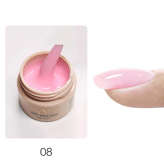 Cre8tion Overlay/Builder Gel in Jar 1oz - Hema Free/TPO Free - Low Heat - 08 Pink Love Letter