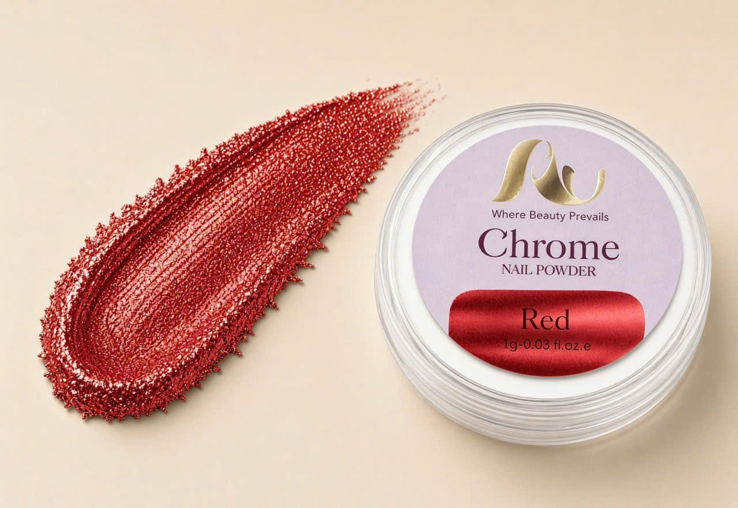 AU Nails Chrome Nail Powder – Silver, Gold & Red, 1g