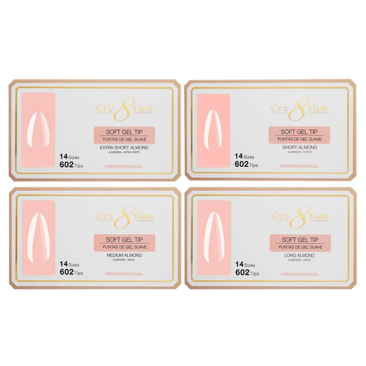 Cre8tion Soft Gel Tips - ALMOND extra short