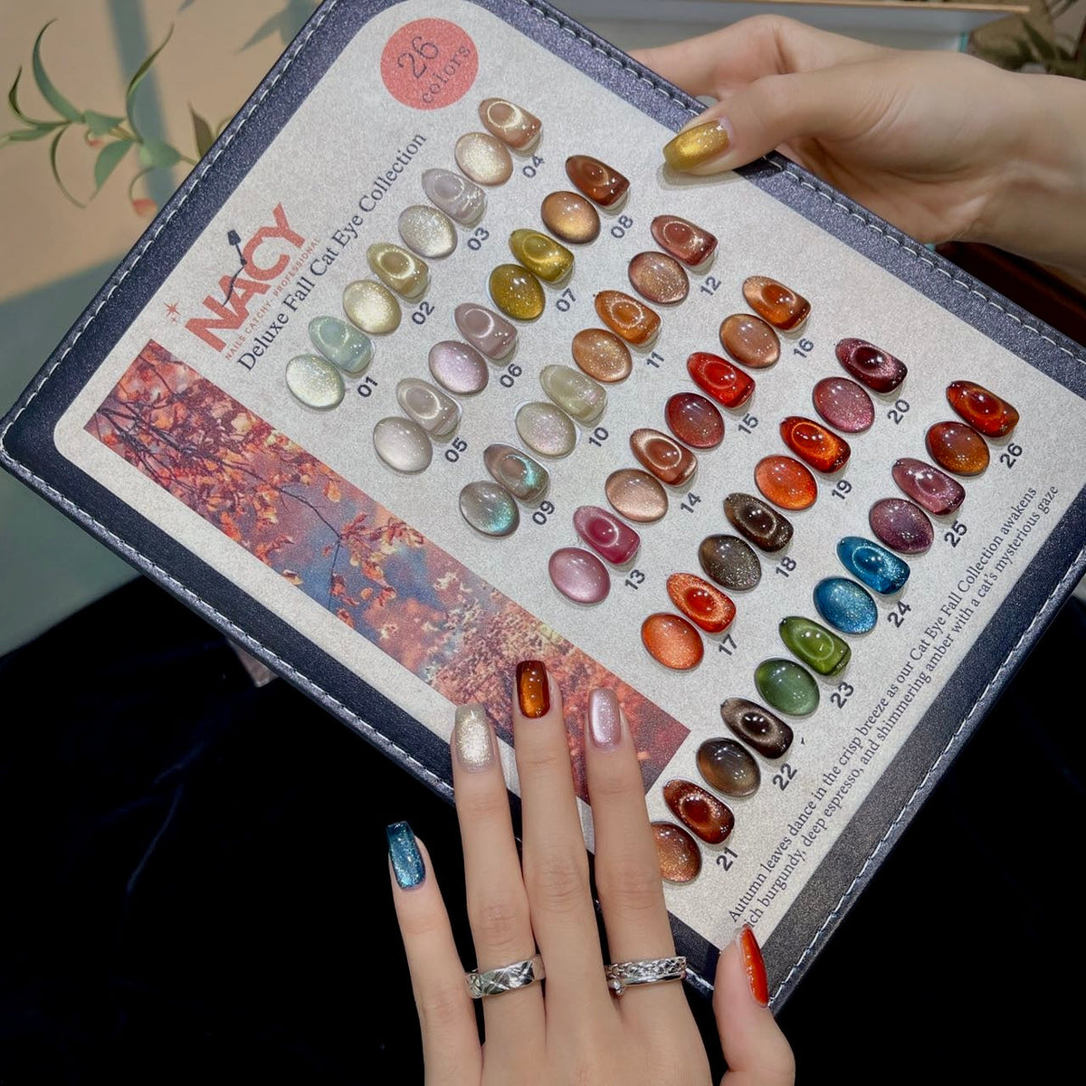 Nacy Deluxe Fall cat eye gel nail colors