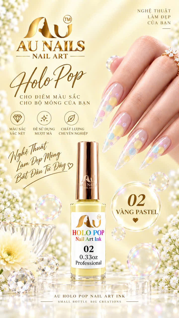 AU Holo Pop Nail Art Ink 02 – Pastel Yellow 0.33oz