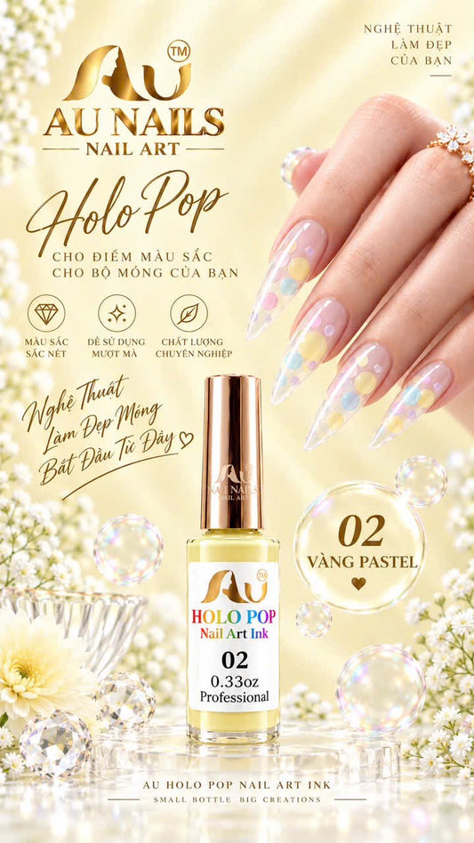 AU Holo Pop Nail Art Ink 02 – Pastel Yellow 0.33oz