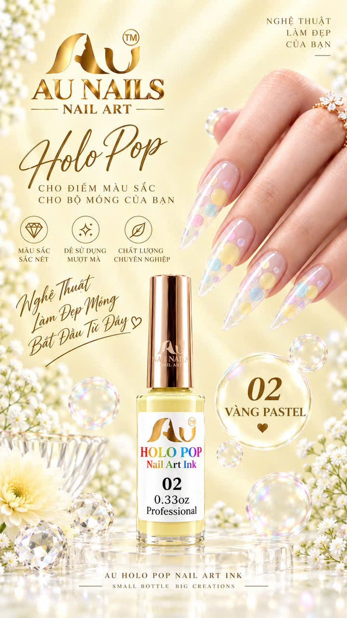AU Holo Pop Nail Art Ink 02 – Pastel Yellow 0.33oz