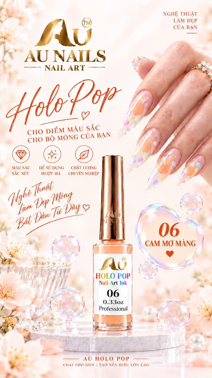 AU Holo Pop Nail Art Ink 06 – Dreamy Peach 0.33oz