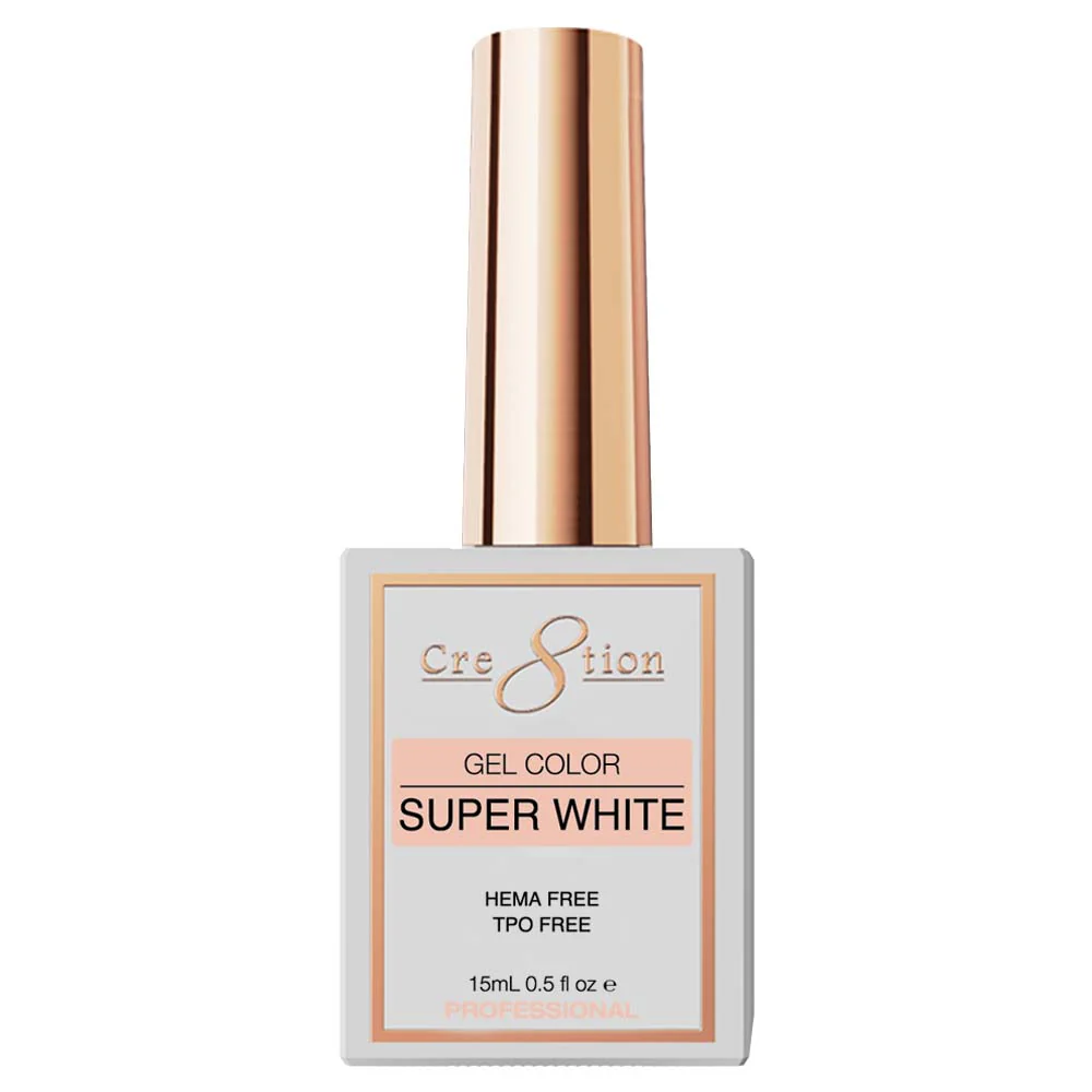 Cre8tion Soak Off Gel Polish – Super White (0.5 oz) | HEMA/TPO Free