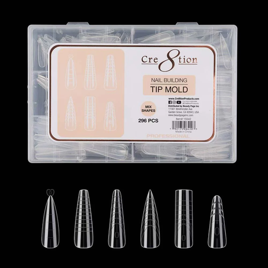 Cre8tion Nail Building Tip Mold (Dual Forms) – Mix Shapes 296 pcs