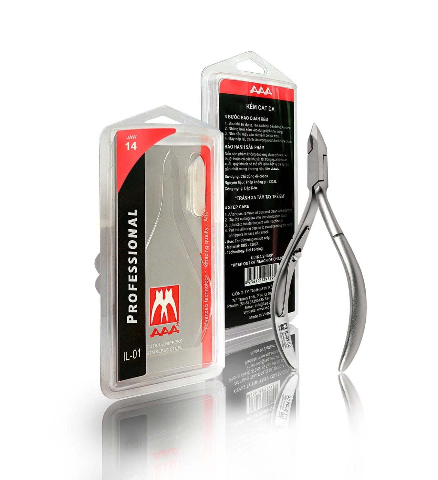 AAA Stainless Steel PRO Cuticle Nippers - IL01-jaw 14