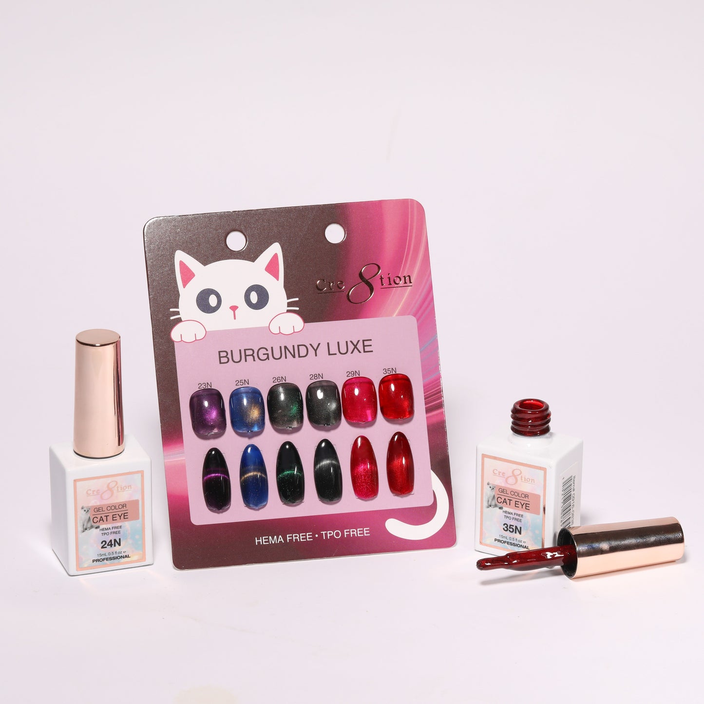 Cre8tion Cat Eye Burgundy Luxe Set – 6 Colors magnetic gel color set