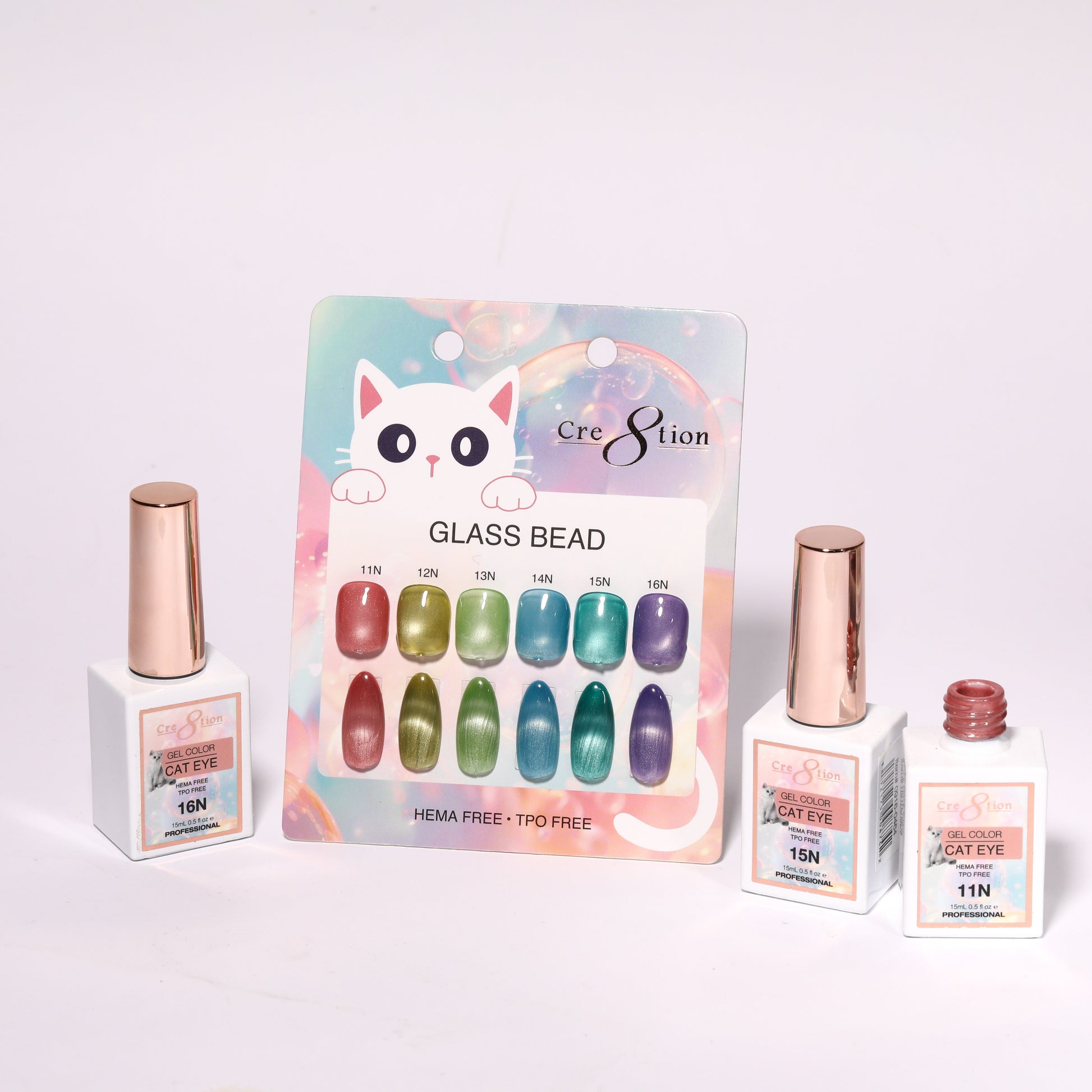 Cre8tion Cat Eye Glass Bead Set – 6 Colors magnetic gel color set